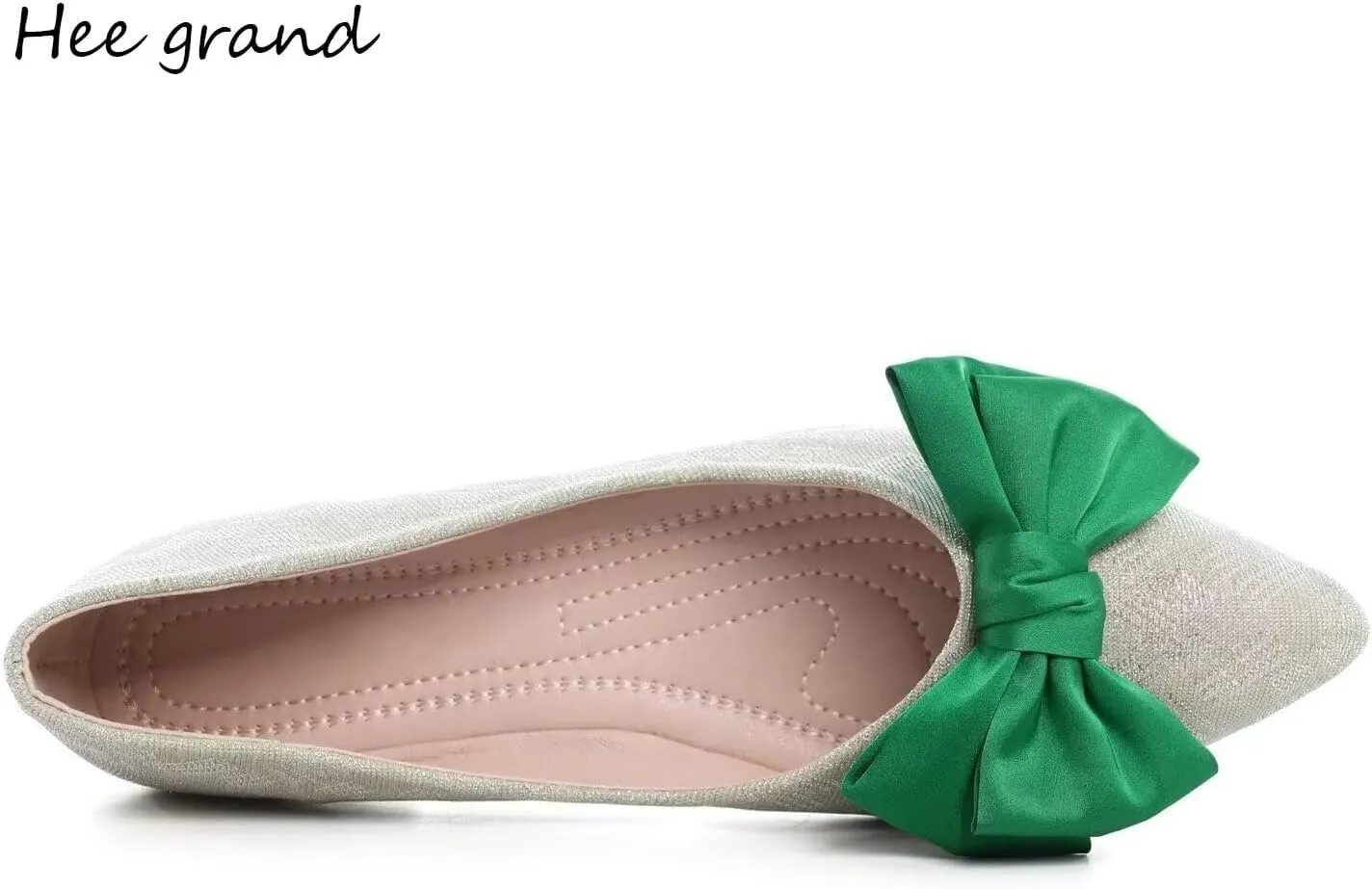 Hee grand Sweet Bow-Knot Pointed Toe Ballet Flats for Women Comfort Slip-On Loafers Dressy Work Flats Suede Dress Shoes
