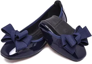 Hee grand Women Foldable Ballet Flats Bling Rhinestones Soft Leather Pointy Toe Flats Sparkle Wedding Dress Shoes Comfort Slip on Loafers Big Size