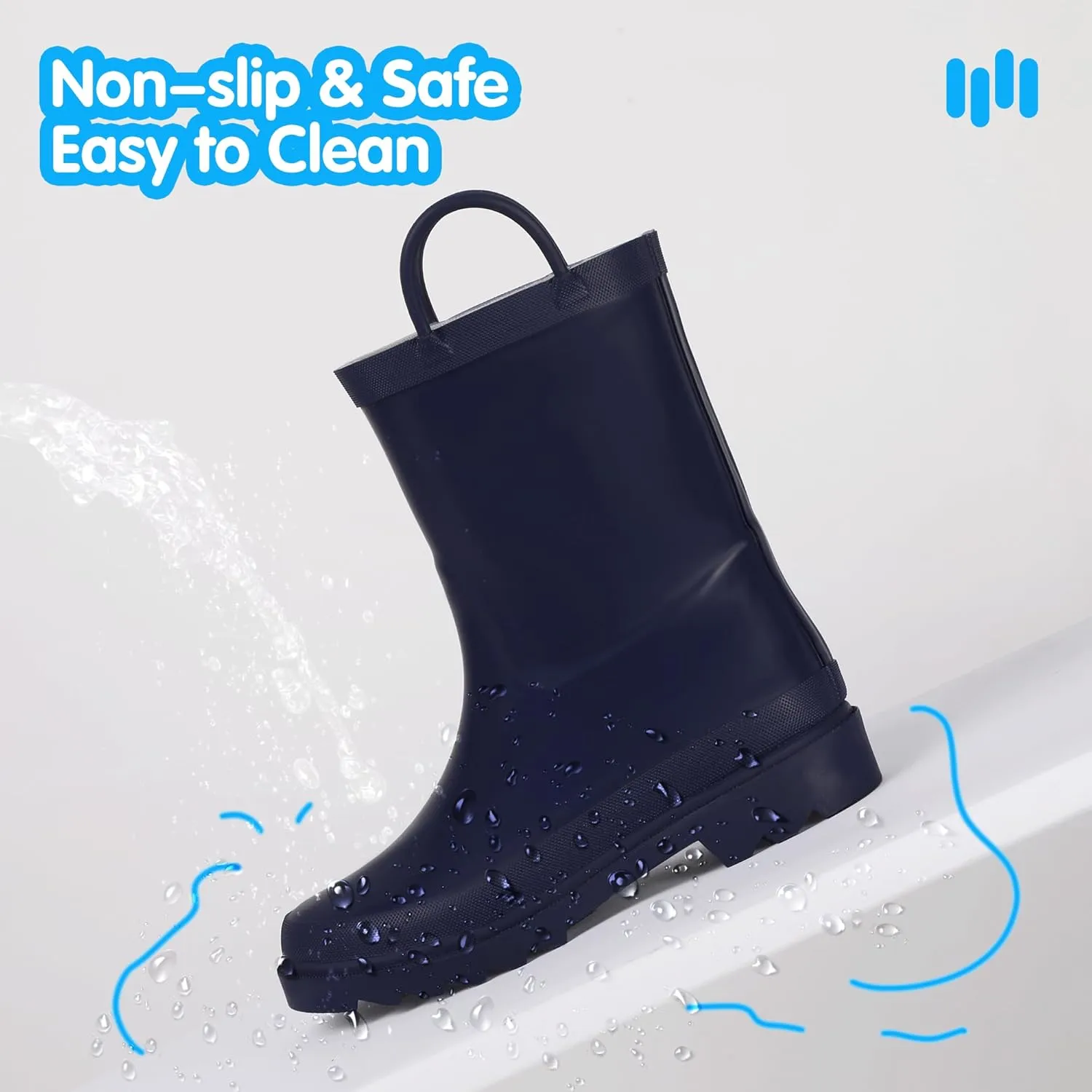 Hehainom Toddler Kids Rain Boots for Boys Girls Waterproof Easy-on Handles Rainboots