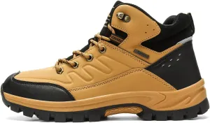 High Top Men’s Hiking Shoes Breathable Hiking Sneakers for Men Outdoor Anti Slip Walking Hiking Trailin Lightweight Walking Shoes Ankle Boots Camping Trail Shoes Yellow