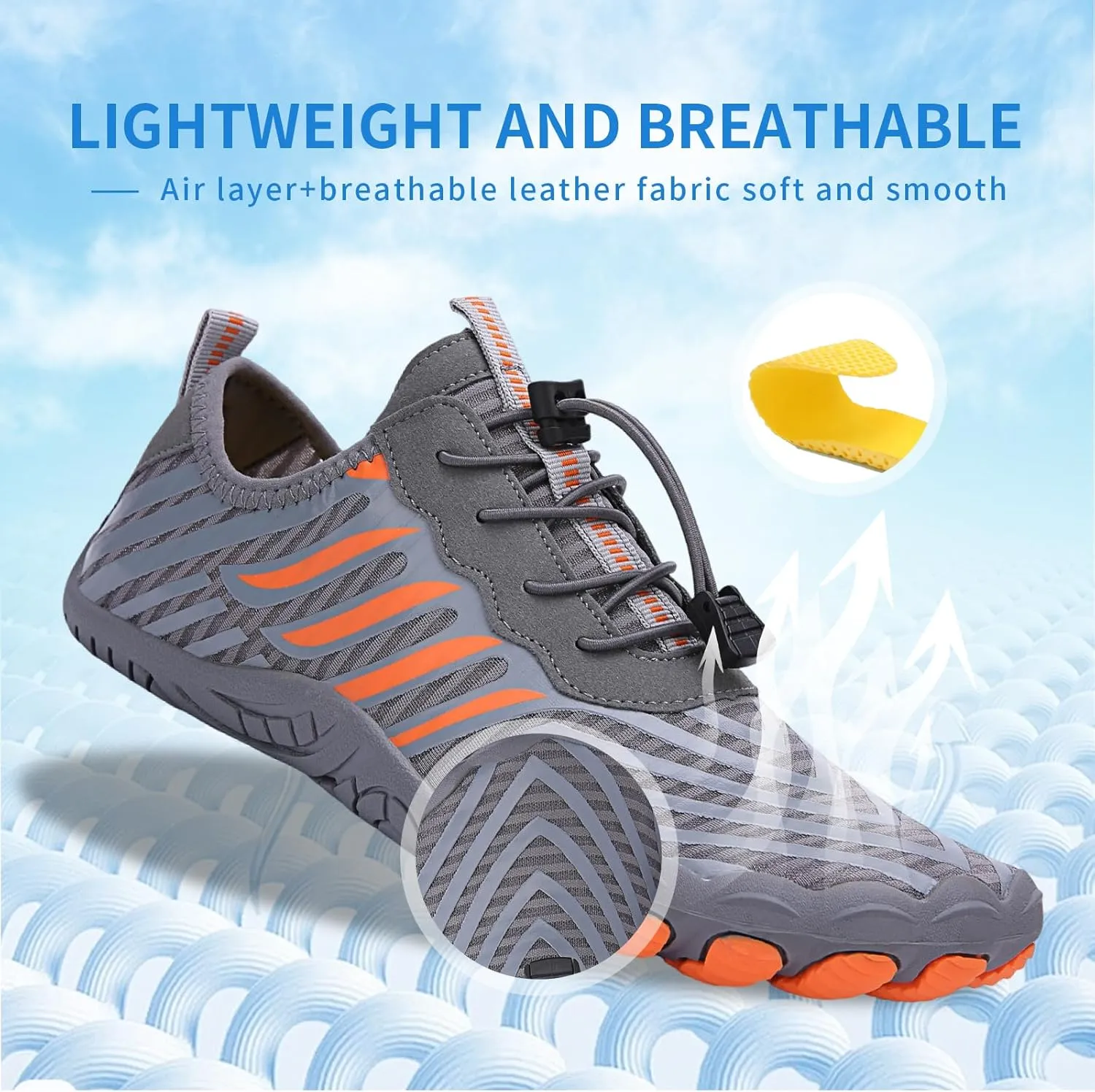 Hike Barefoot Shoes for Women Men - Quick Dry Wide Toe Box Beach Swim Athletic Sports Shoes, Non-Slip Hike Yoga Lightweight Footwear Aqua Hiking Walking Kayaking Diving Surfing