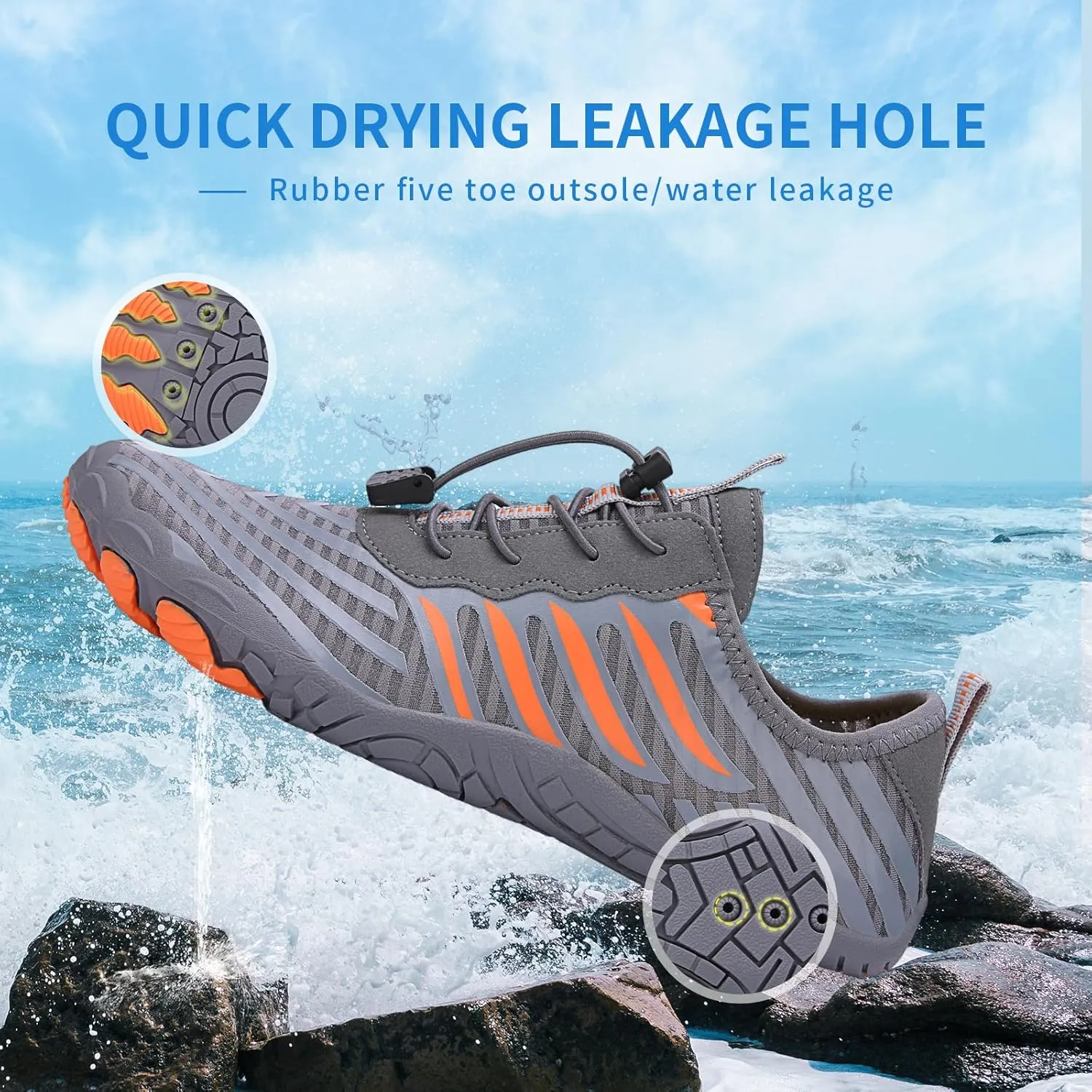 Hike Barefoot Shoes for Women Men - Quick Dry Wide Toe Box Beach Swim Athletic Sports Shoes, Non-Slip Hike Yoga Lightweight Footwear Aqua Hiking Walking Kayaking Diving Surfing
