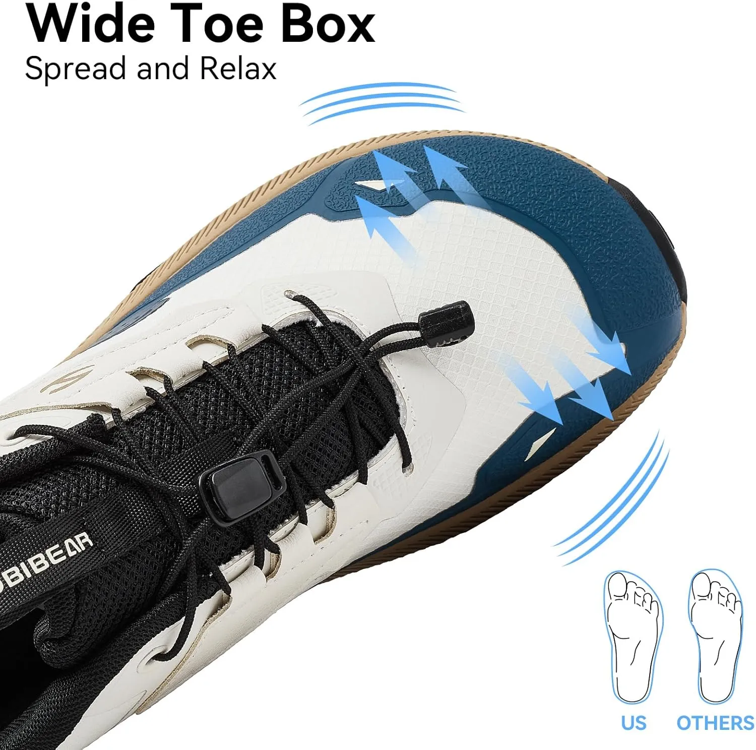 HOBIBEAR Men's Wide Toe Walking Shoes Zero Drop Non Slip Wear Resistant Sneakers