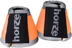 HORZE High-Visibility Reflective Neoprene Horse Bell Boots for Nighttime Horseback Riding - Orange - M