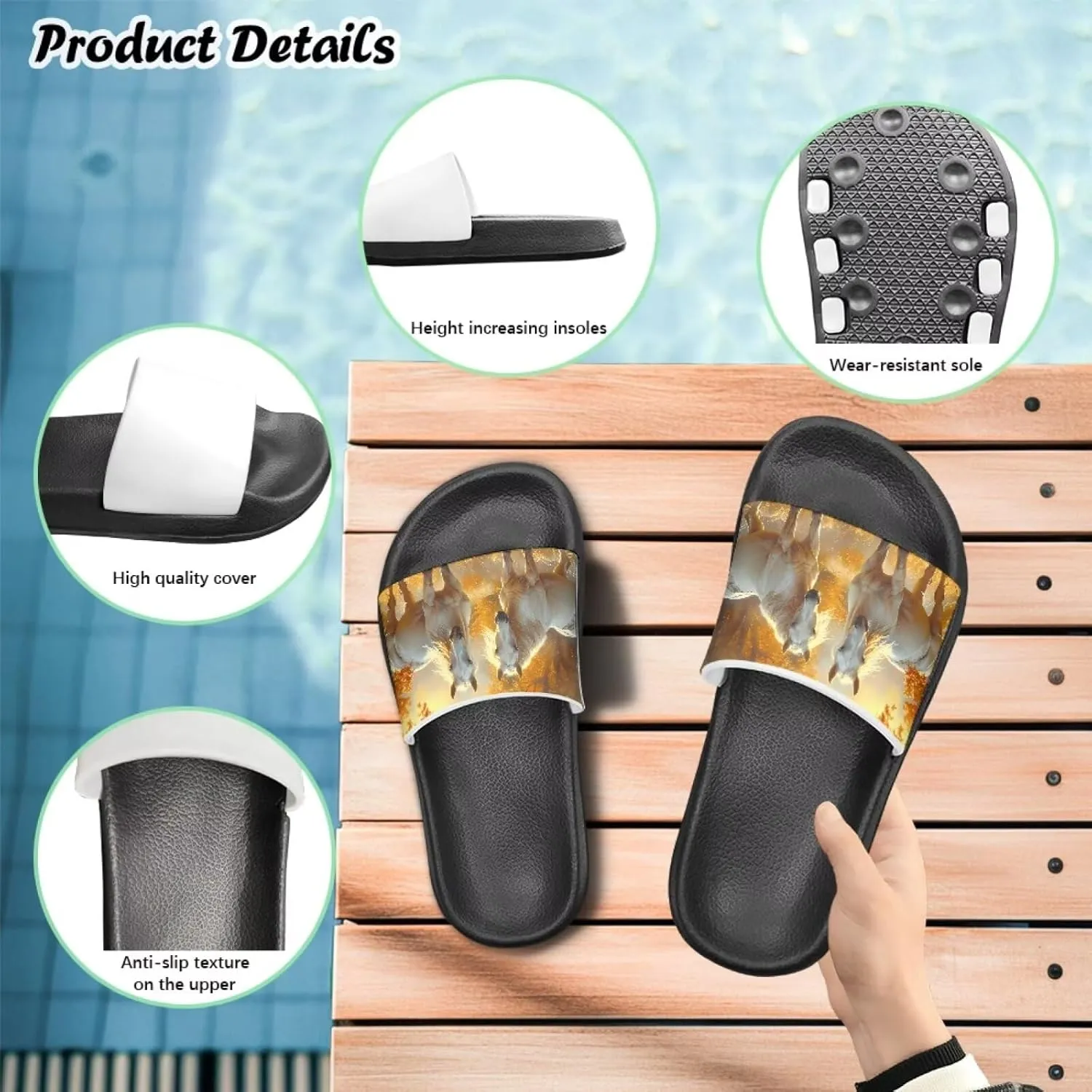 Howilath Children's Sandals Casual Non-Slip Slides Unisex Kids Slippers Bathroom Shower Shoes with EVA Sole