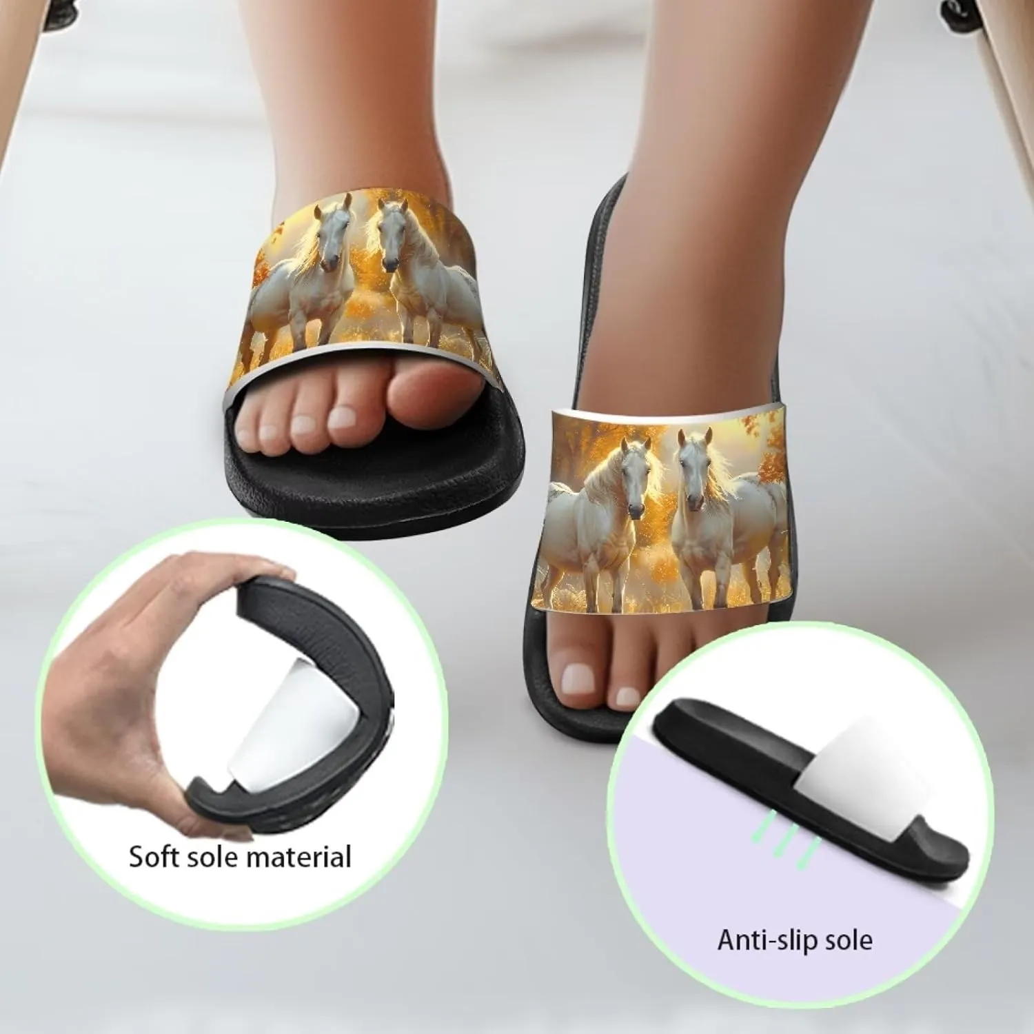 Howilath Children's Sandals Casual Non-Slip Slides Unisex Kids Slippers Bathroom Shower Shoes with EVA Sole