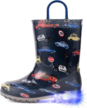 HugRain Light Up Rain Boots for Little Kids