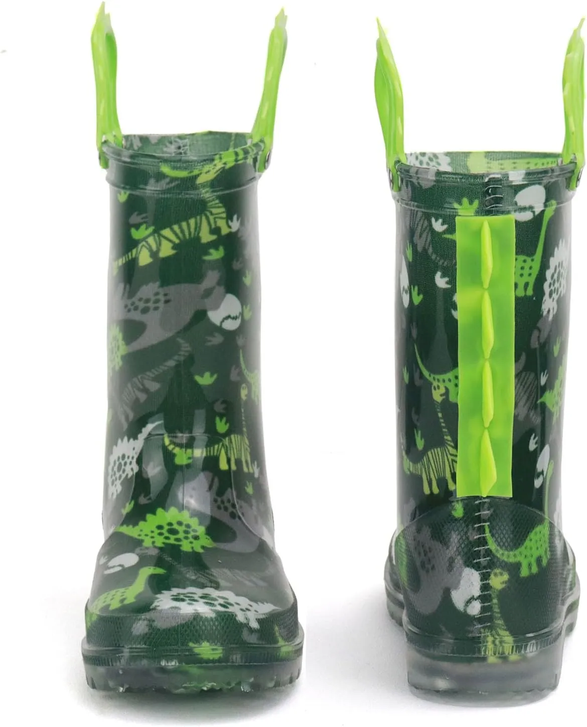 HugRain Toddler Boys Adorable Dinosaur Light Up Rain Boots