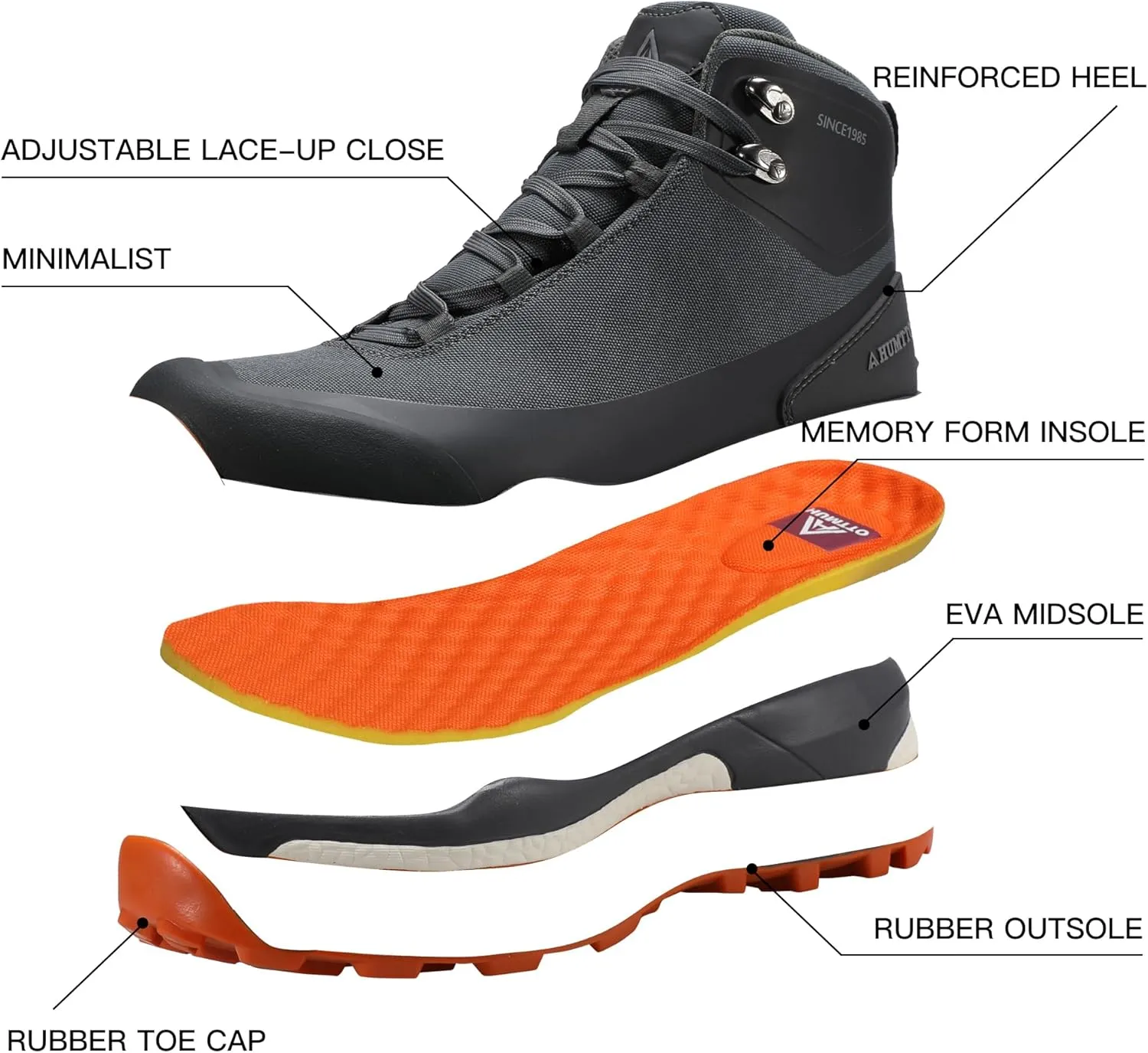 HUMTTO Men's All-Terrain Waterproof Hiking Boots Lightweight Breathable Outdoor Ankle Boots Trekking Hiking Shoes