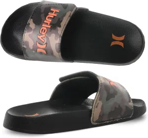 Hurley Naia Slides for Girls and Boys - Comfortable Slip-On Kids Sandals with Adjustable Strap, Unisex Slides for Indoor and Outdoor, Adjustable Sporty Slides for The Beach and Pool