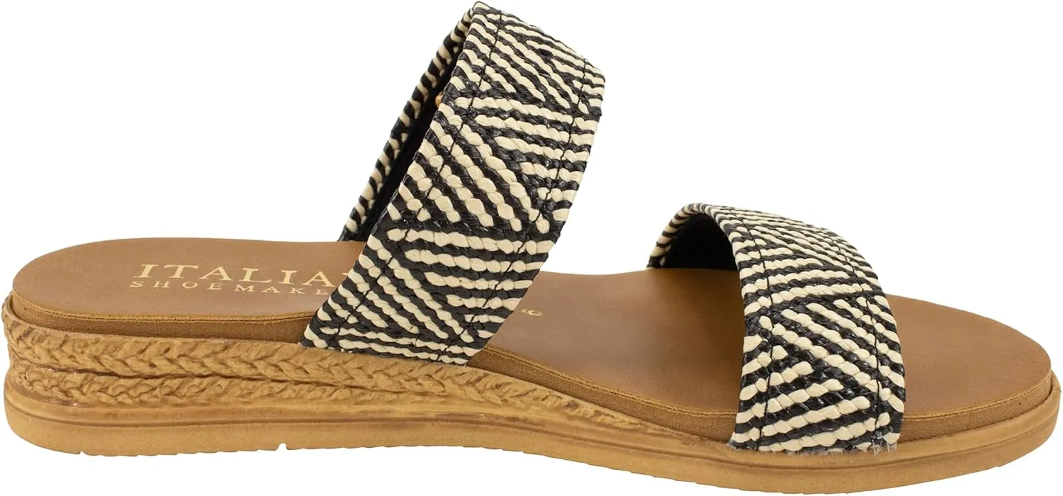 ITALIAN Shoemakers Women's Navya Slide Wedge Double Band Sandal for Women