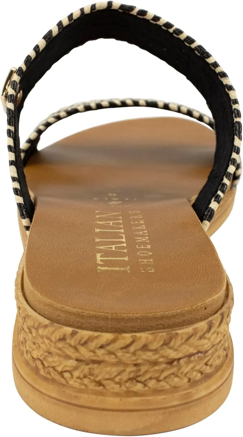 ITALIAN Shoemakers Women's Navya Slide Wedge Double Band Sandal for Women