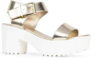 J. Adams Encore Platform Sandals for Women - Ankle Strap Buckle Mid Chunky Heel
