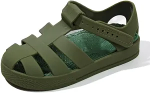 Jelly Sandals for Girls,Boys Summer Casual Closed Toe Jelly Flats Shoes with Adjustable Strap for Toddler Kids