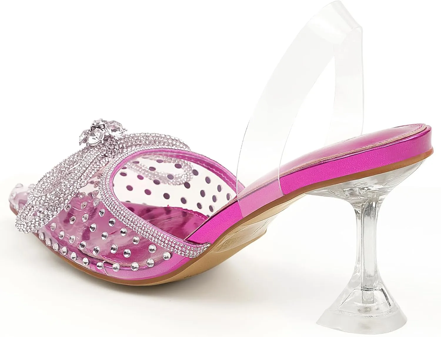 JENN ARDOR Slingback Heels for Women Low Heels Dress Shoes Bow Kitten Pumps Rhinestone Dressy Heeled Sandals