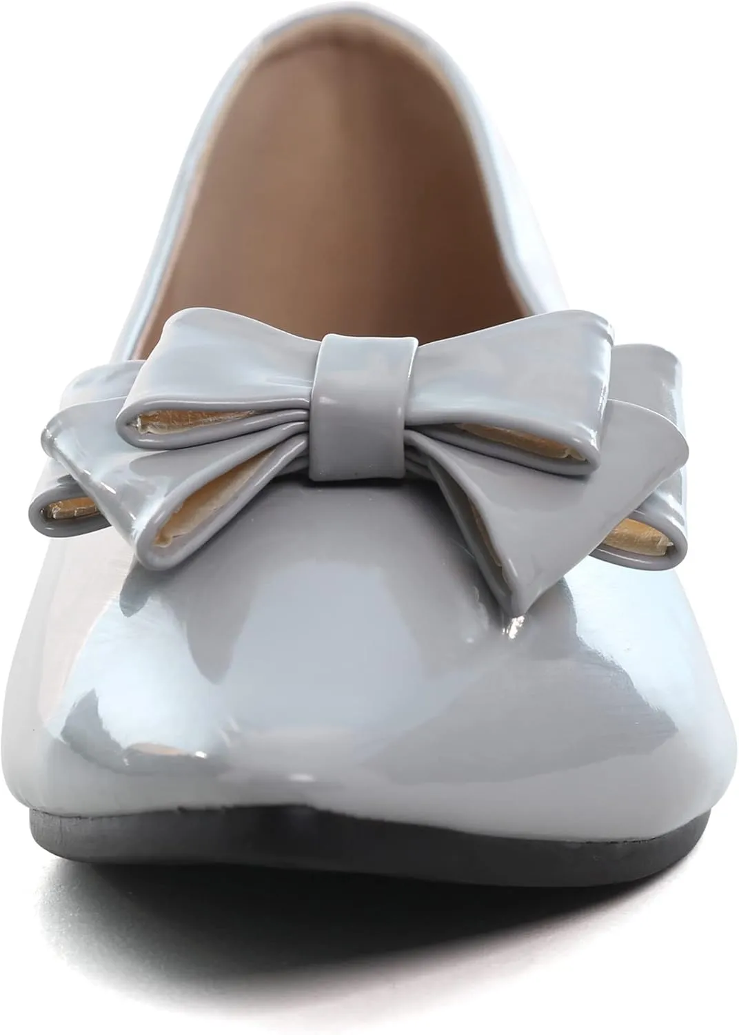 JiangWei Shu Women's Pointed Toe PU Bow-knot Ballet Flats Dress Flat Slip-ons Loafers