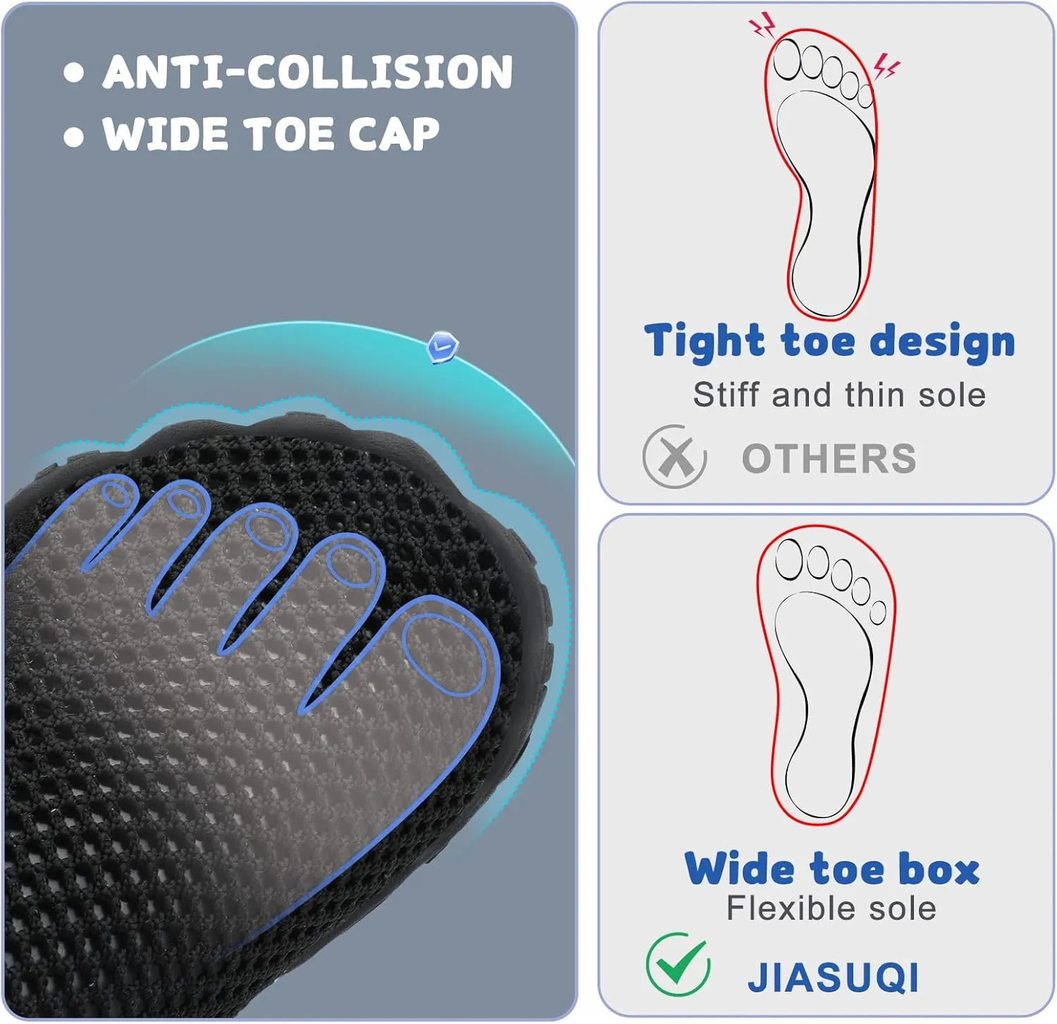 JIASUQI Kids Water Shoes for Boys Girls Barefoot Swim Beach Shoes Quick Dry Hiking Shoes Sneakers for Kids