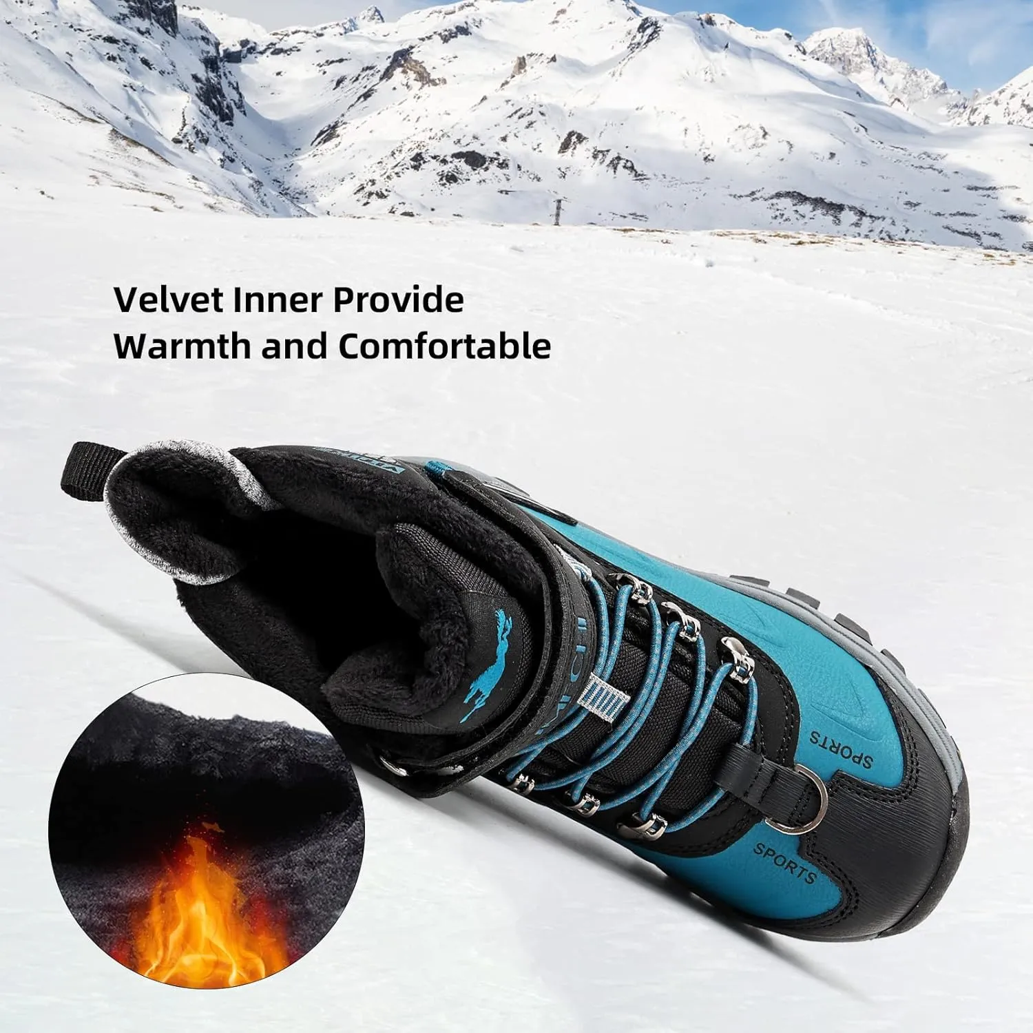 JMFCHI Kids Hiking Boots Boys Girls Outdoor Walking Climbing Sneaker Comfortable Non-slip Snow Shoes Hiker Boot Antiskid Steel Buckle Sole