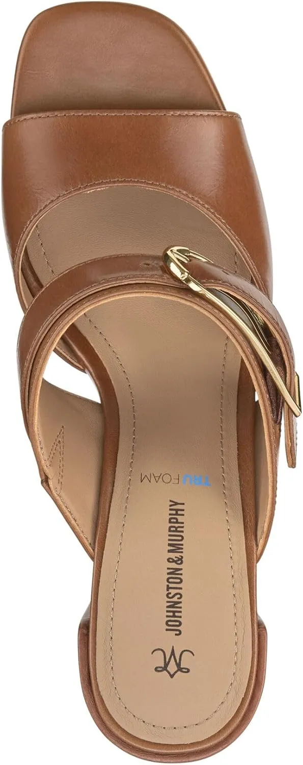 Johnston & Murphy Women’s Everly Buckle Slide Sandals, 2.5” Slip On Heels for Women, Women’s Heeled Sandals