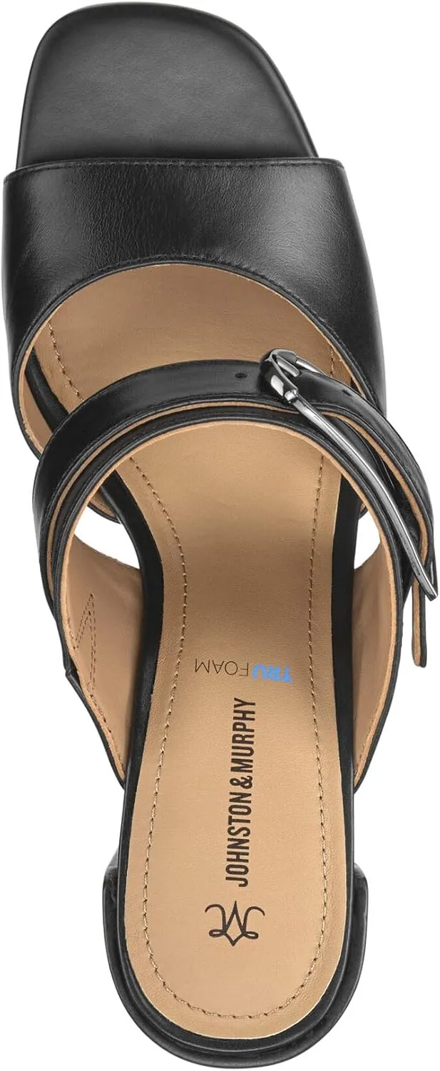 Johnston & Murphy Women’s Everly Buckle Slide Sandals, 2.5” Slip On Heels for Women, Women’s Heeled Sandals