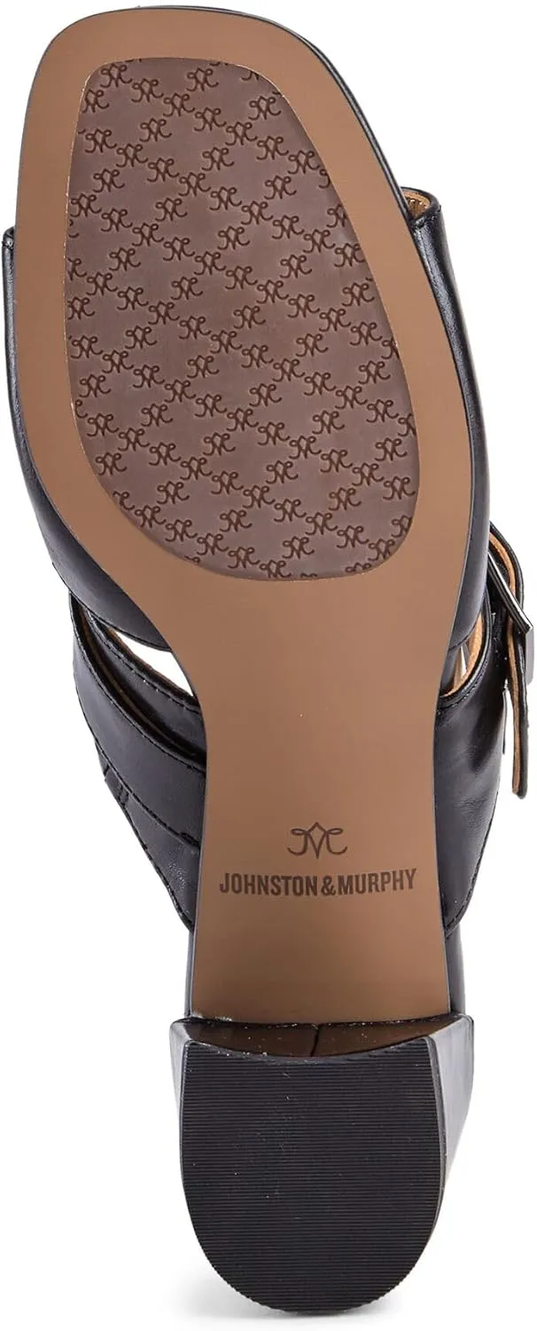 Johnston & Murphy Women’s Everly Buckle Slide Sandals, 2.5” Slip On Heels for Women, Women’s Heeled Sandals