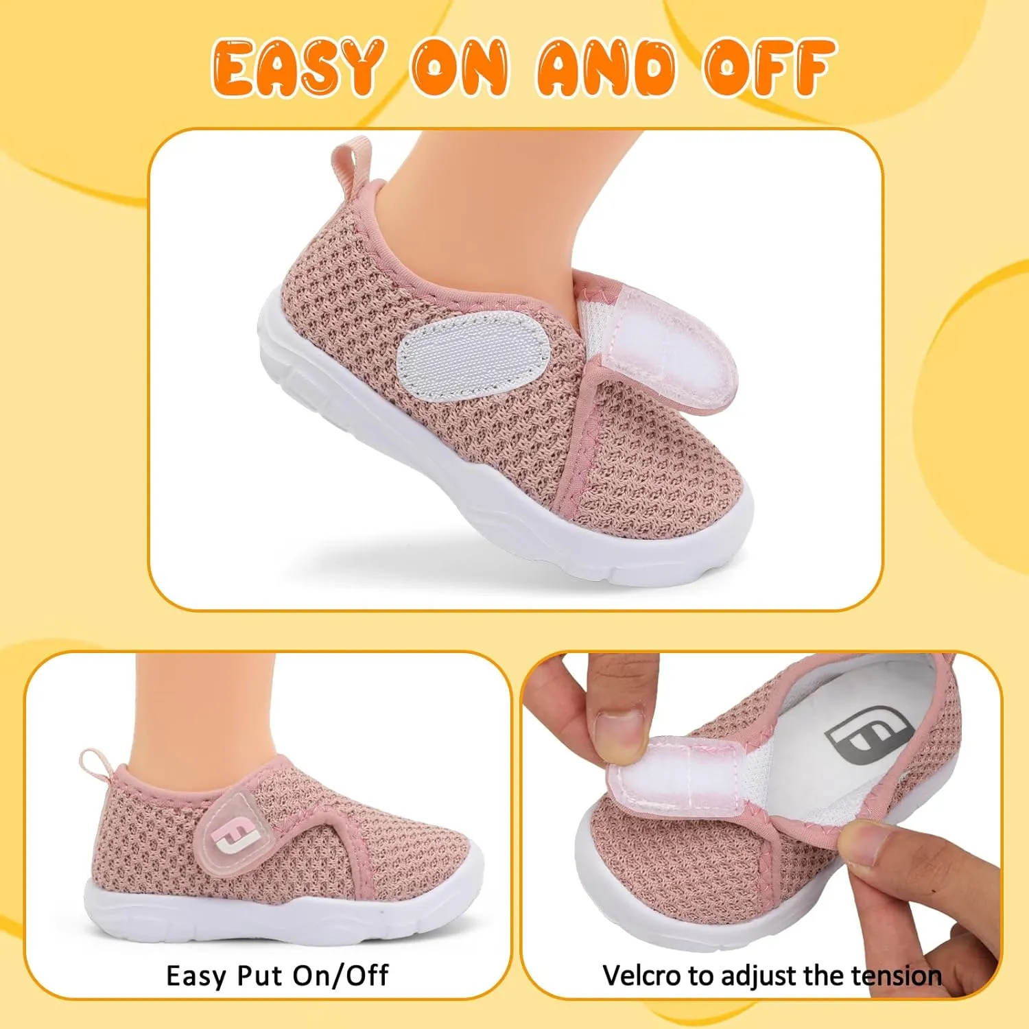 JOINFREE Toddler Boys Girls Barefoot Shoes Breathable Kids Sneakers Lightweight Walking Shoes Slip On Tennie Shoes Wide School Shoes