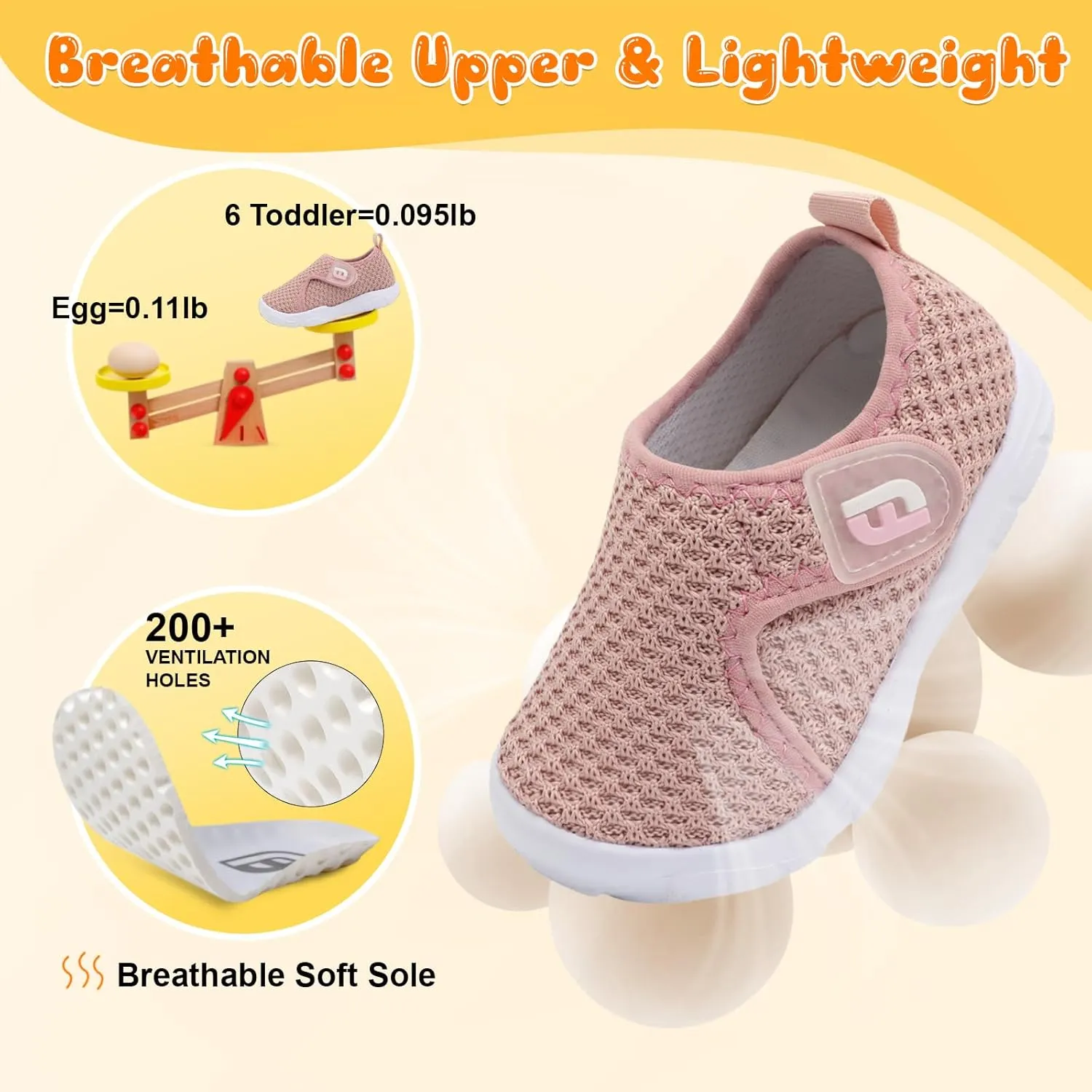 JOINFREE Toddler Boys Girls Barefoot Shoes Breathable Kids Sneakers Lightweight Walking Shoes Slip On Tennie Shoes Wide School Shoes