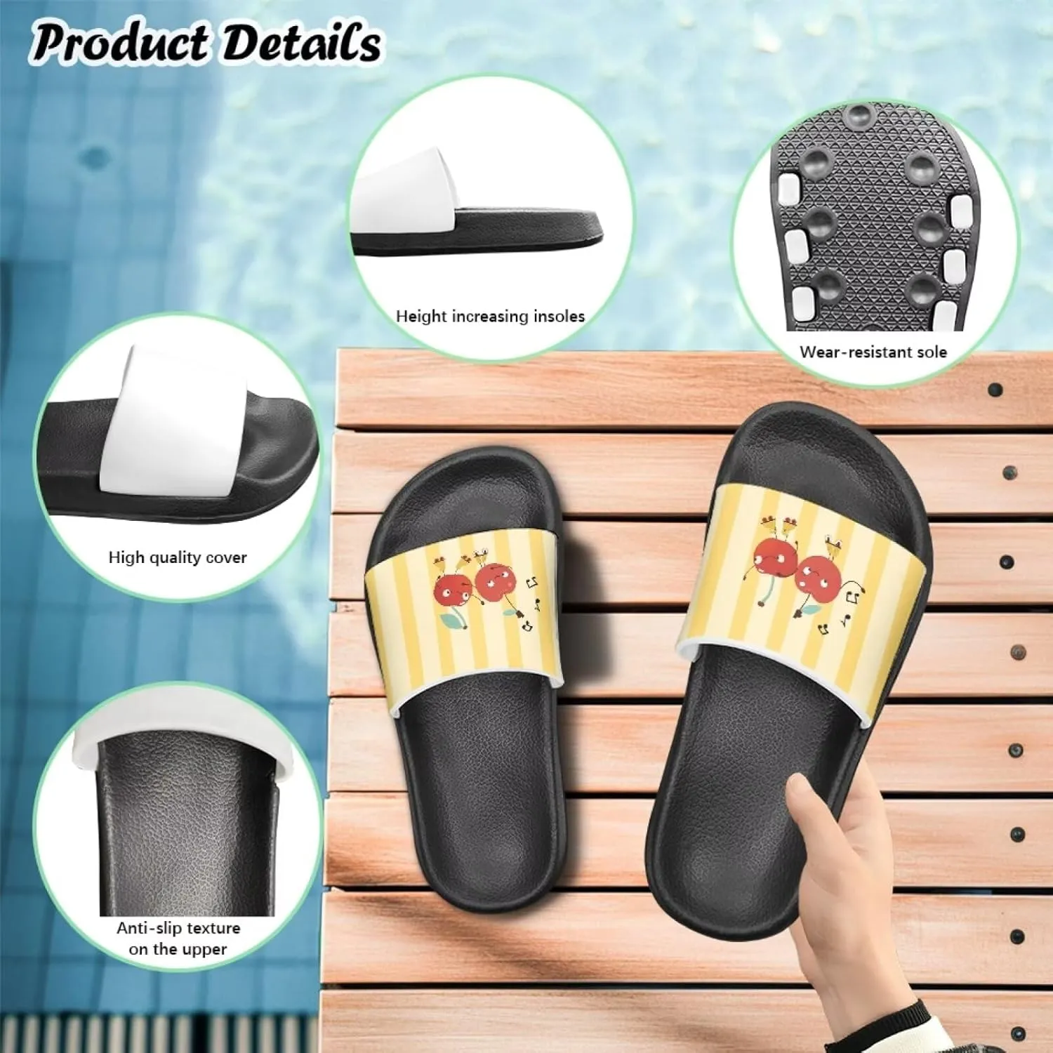 JoyLamoria Animals Pattern Sandals House Slides for Children's Cozy Home Cartoon Pillow Slippers Soft Cushioned Beach Pool Bathroom Summer