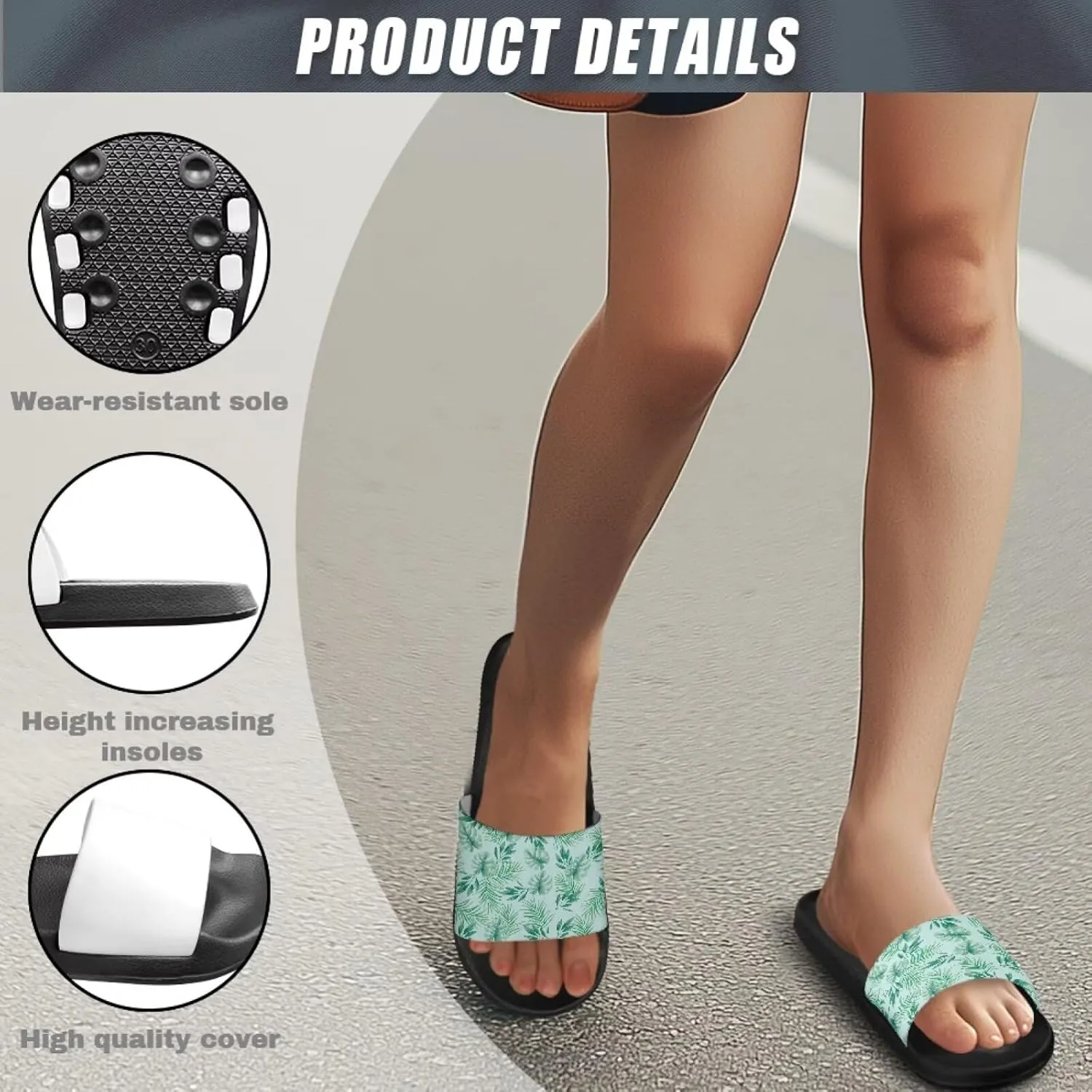 JoyLamoria Women Plants Print Slides House Sandals Thick Sole Pillow Slippers Non-Slip Shower Beach Pool Indoor Outdoor Summer