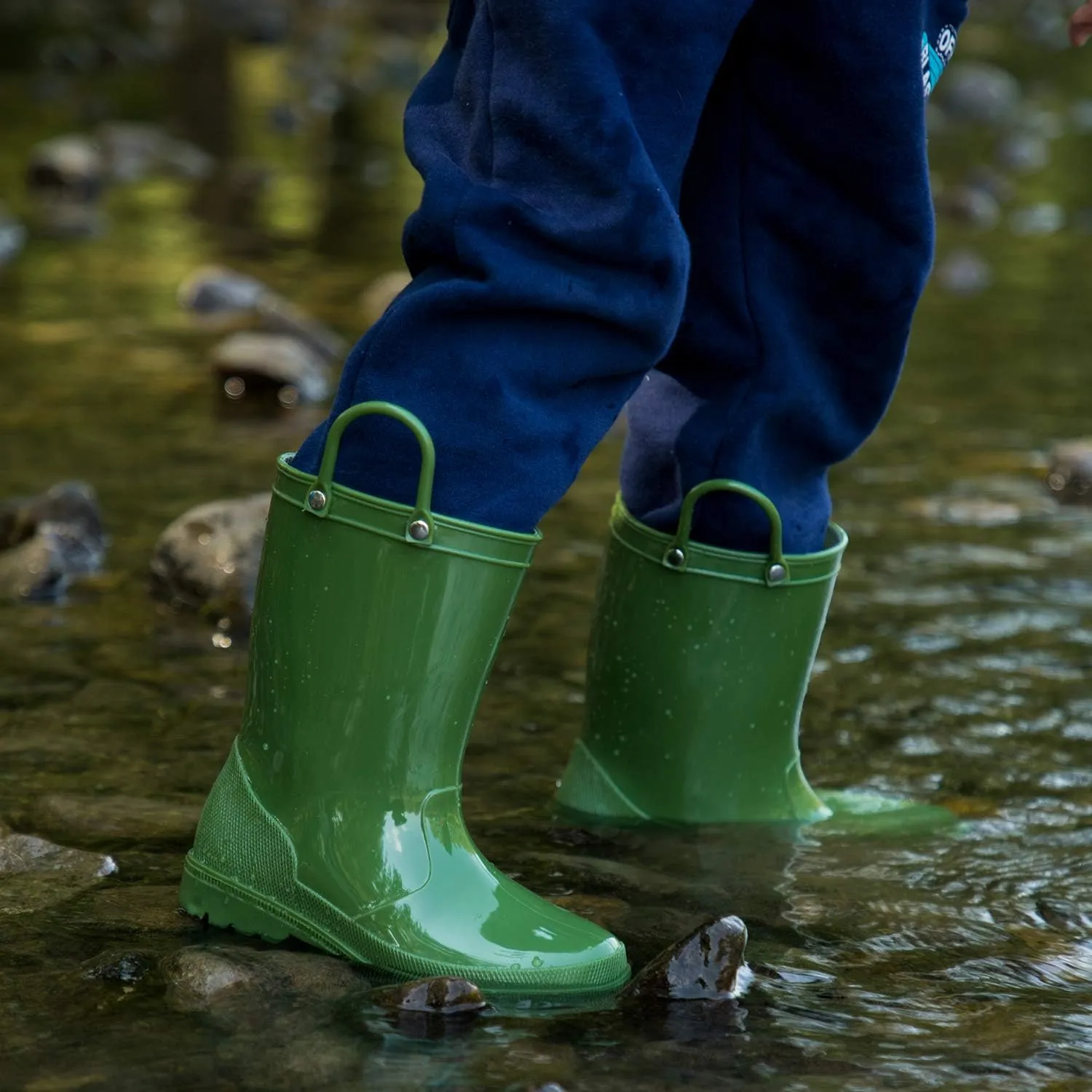 K KomForme Kids Girls & Boys Rain Boots with Easy-on Handles Waterproof Outdoors