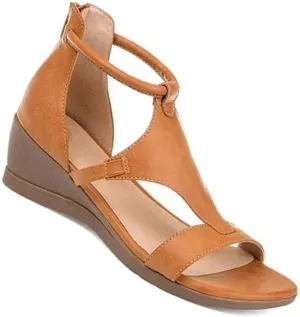 KCTRFSJ Libiyi Women's Ultra-Comfy Orthotic Sandals with Back Zipper,Gladiator Wedge Arch Support Sandals Ankle Strap Fish Mouth Open Toe Sandals