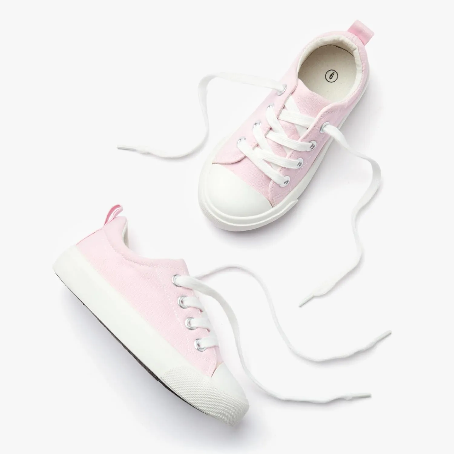 Kids' Low-Top Slip-On Cotton Sneakers, Classic Lace-Up Canvas Shoes for Girls Boys