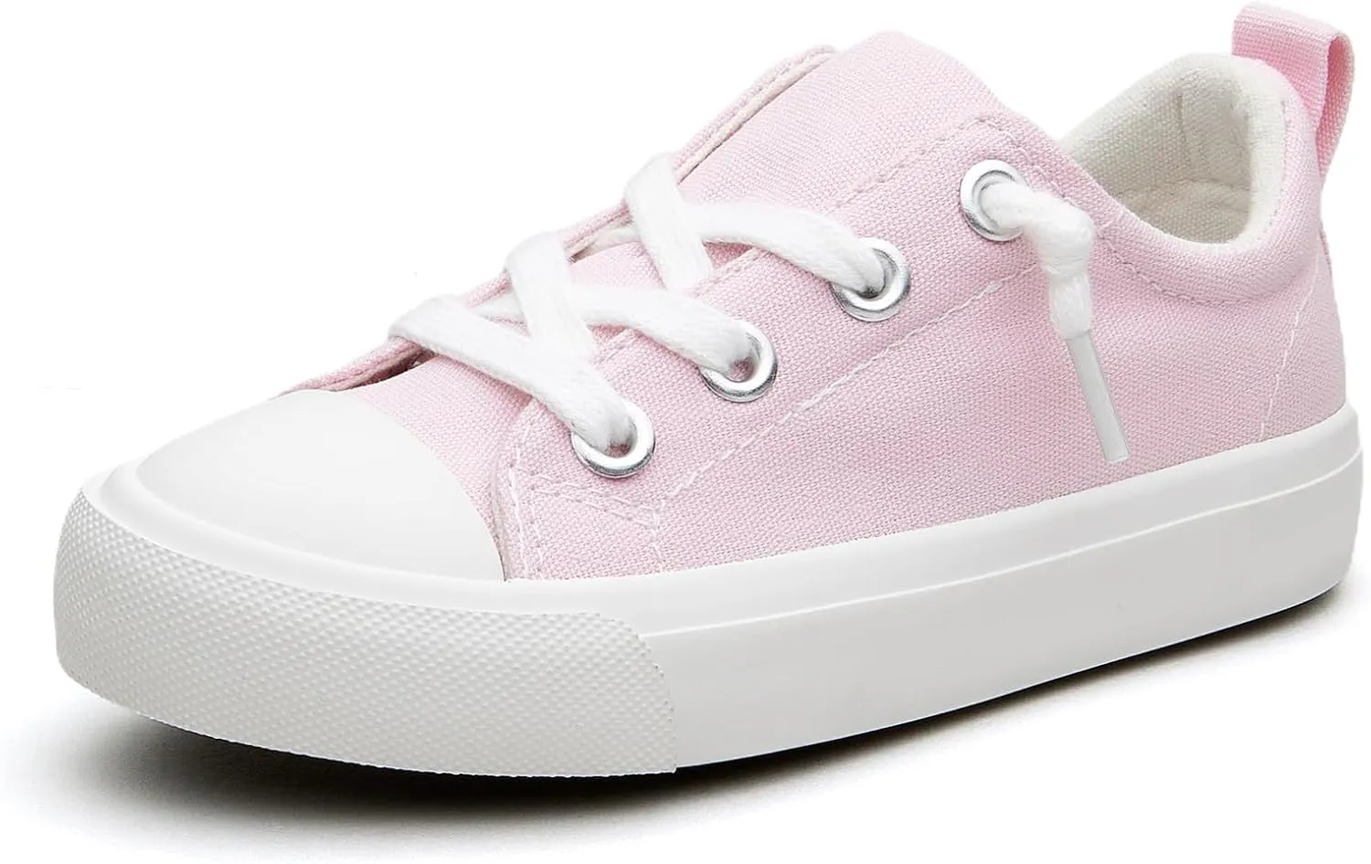 Kids' Low-Top Slip-On Cotton Sneakers, Classic Lace-Up Canvas Shoes for Girls Boys