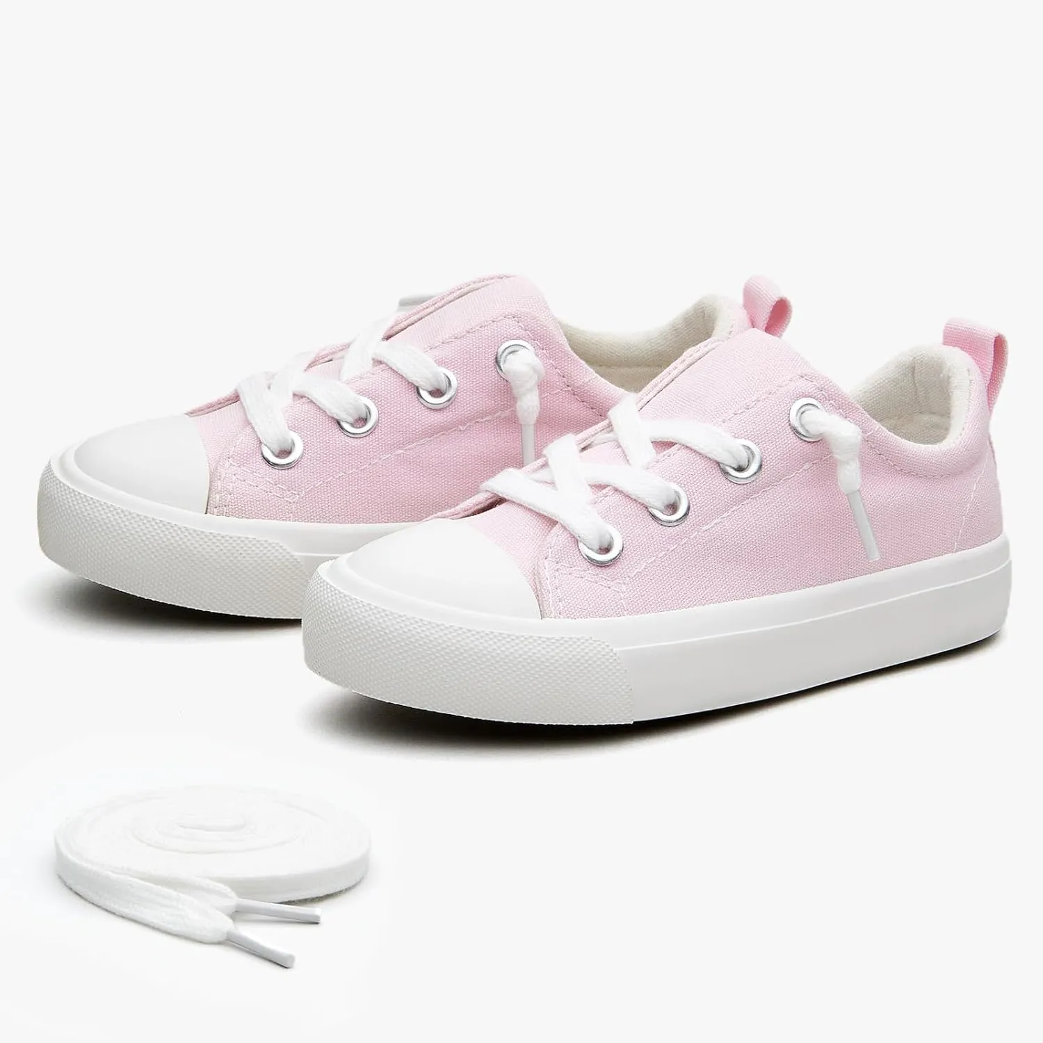 Kids' Low-Top Slip-On Cotton Sneakers, Classic Lace-Up Canvas Shoes for Girls Boys