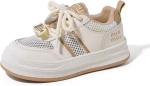 Kids Mesh Athletic Sneakers, Black and White, Platform Sole