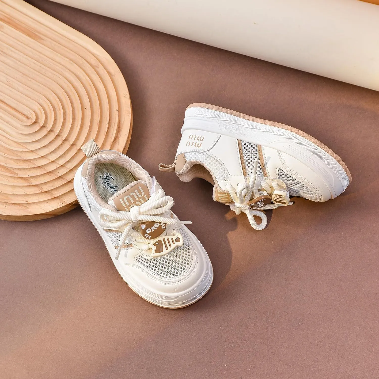 Kids Mesh Athletic Sneakers, Black and White, Platform Sole