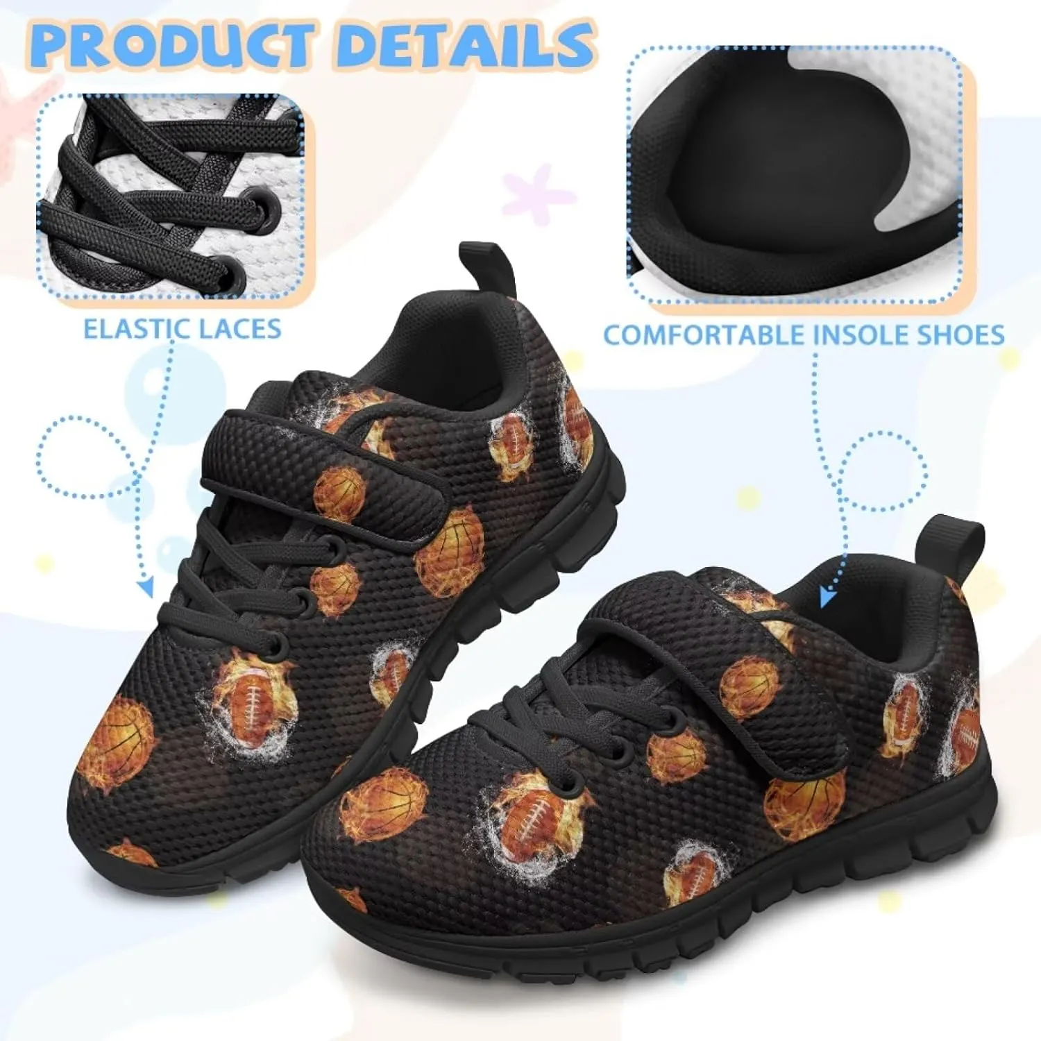 Kids Shoes for Boys Single Buckle Running Walking Sneakers Breathable Lightweight Sports Shoes US-11-2.5
