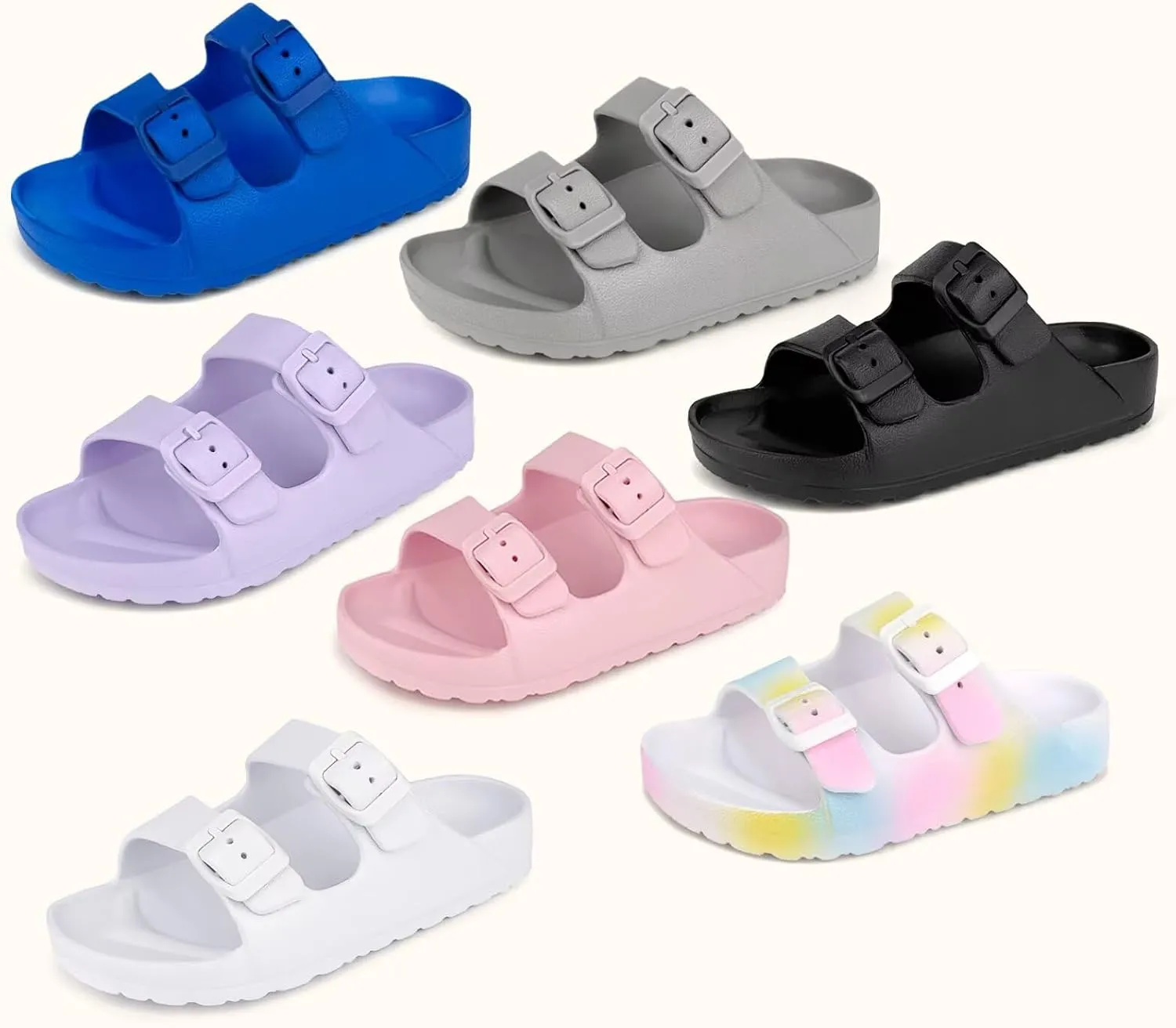 Kids Slide Sandals Boys Girls Buckle Adjustable EVA Slipper Sandals