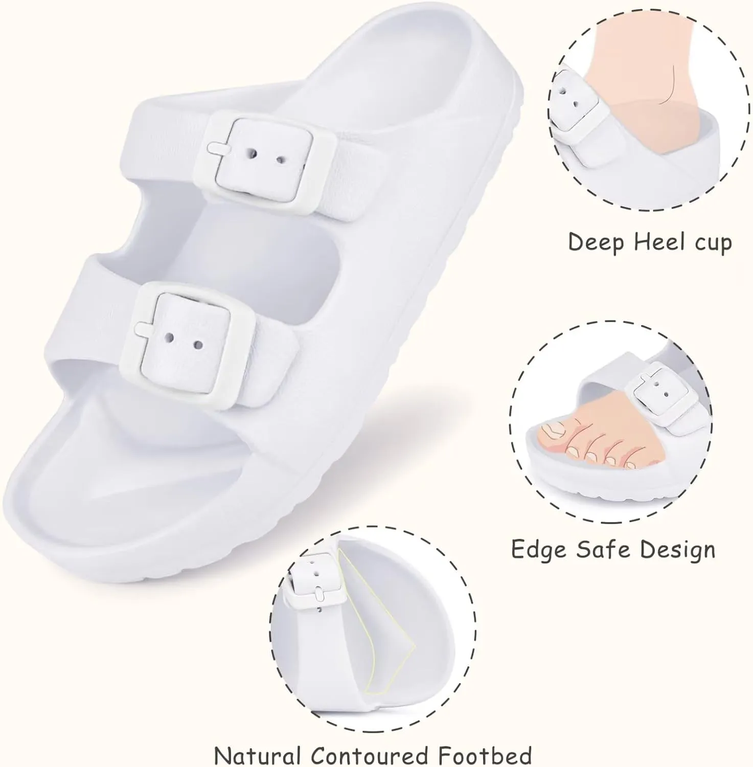 Kids Slide Sandals Boys Girls Buckle Adjustable EVA Slipper Sandals