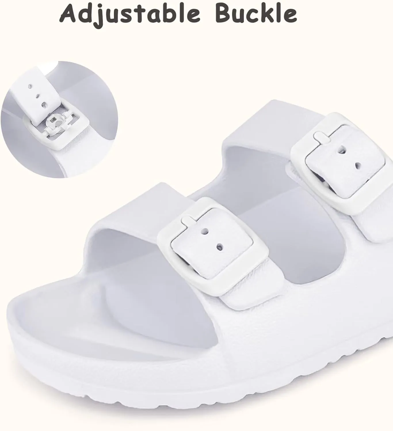 Kids Slide Sandals Boys Girls Buckle Adjustable EVA Slipper Sandals