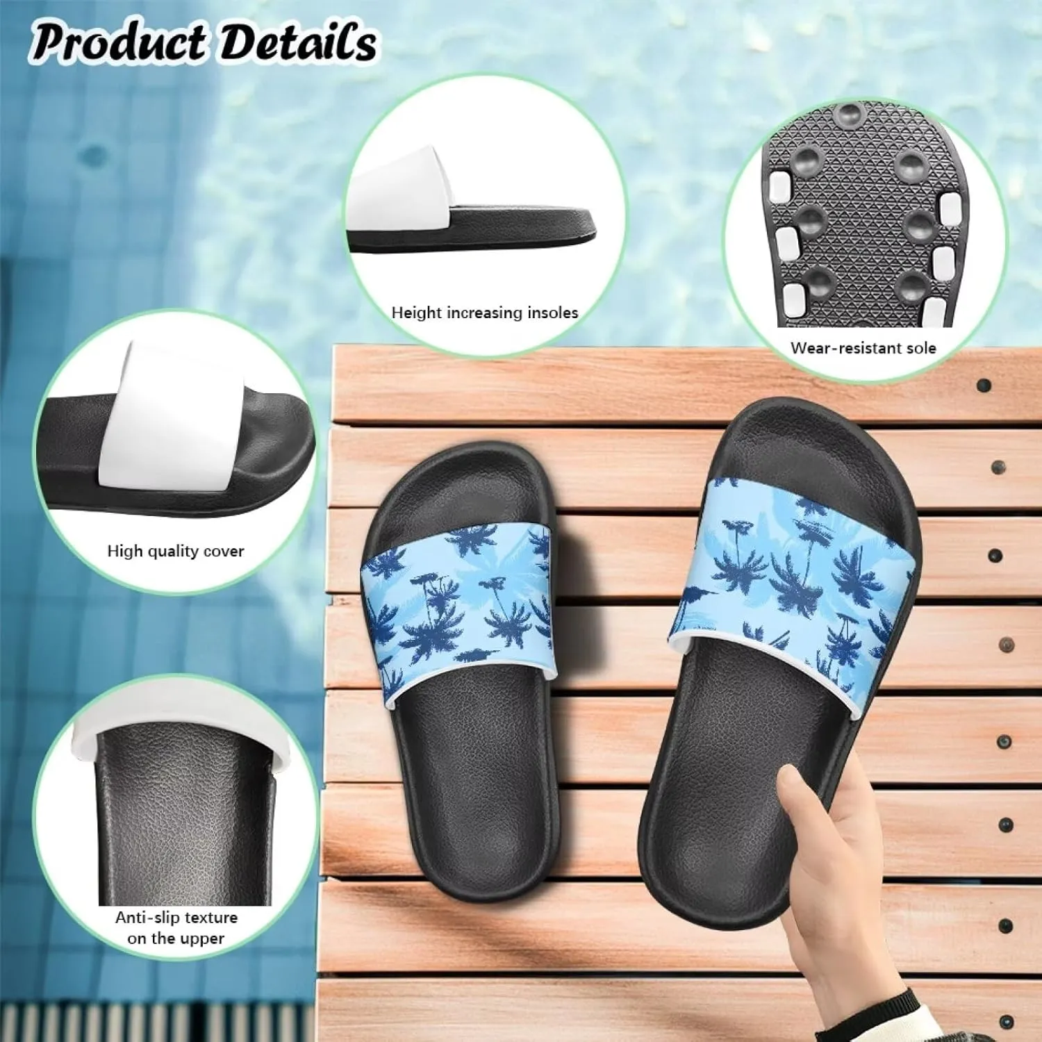 Kids Slides Sandals Non-slip Beach Slides for Girls Boys Waterproof