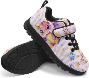 Kids Sneakers Boys Cool Print Running Tennis Shoes Lightweight Breathable Sport Athletic Shoes with One Strap
