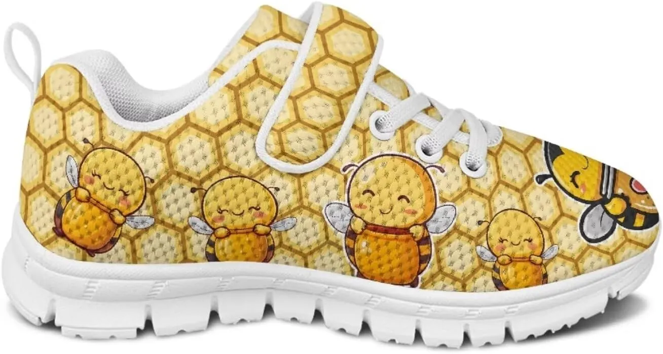 Kids Sneakers Cute Animals Print Sports Shoes for Girls Athletic Shoes Mesh Walking Shoes Non Slip Tennis Pop Shoes Single Buckle Sneakers