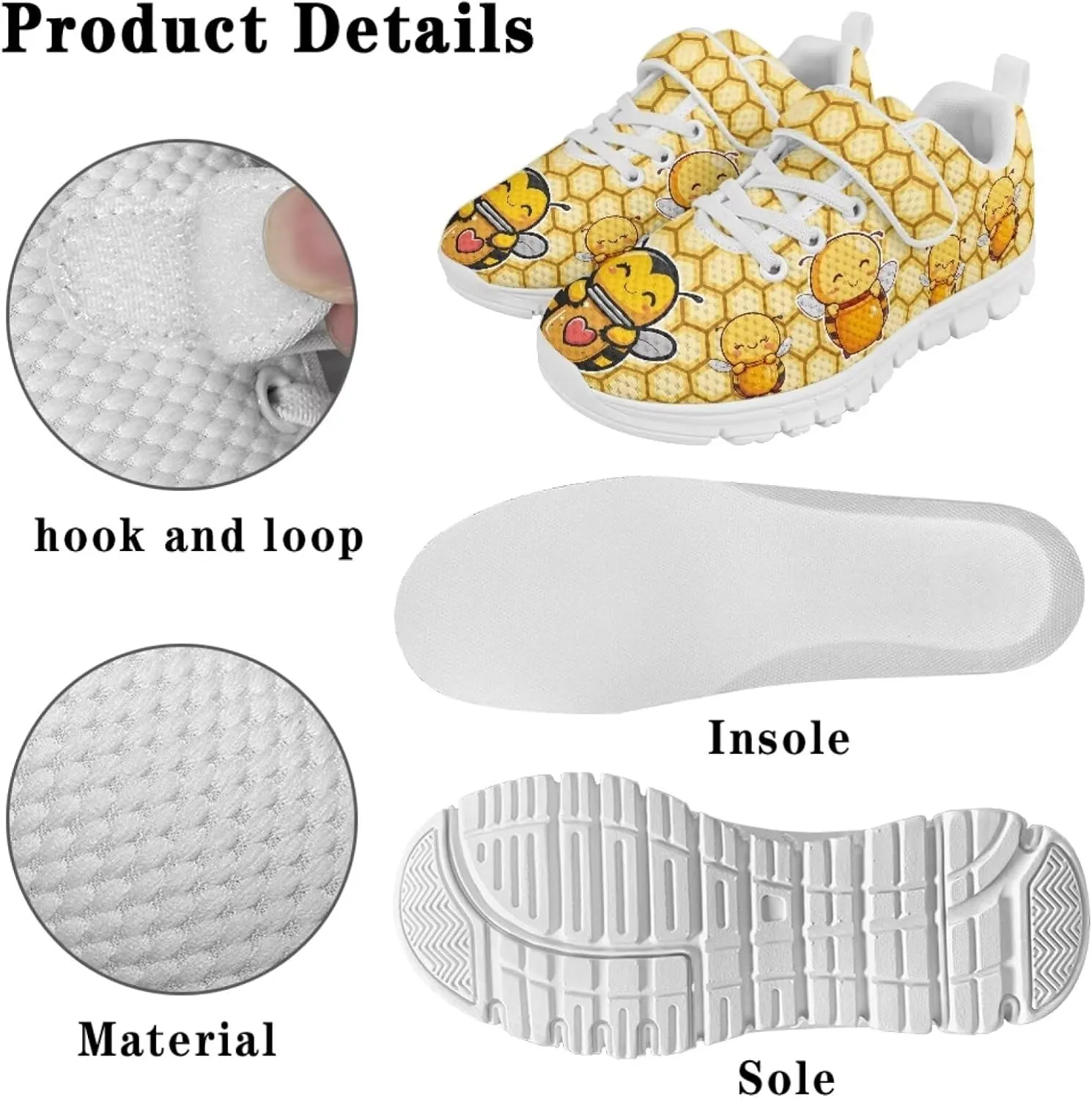Kids Sneakers Cute Animals Print Sports Shoes for Girls Athletic Shoes Mesh Walking Shoes Non Slip Tennis Pop Shoes Single Buckle Sneakers