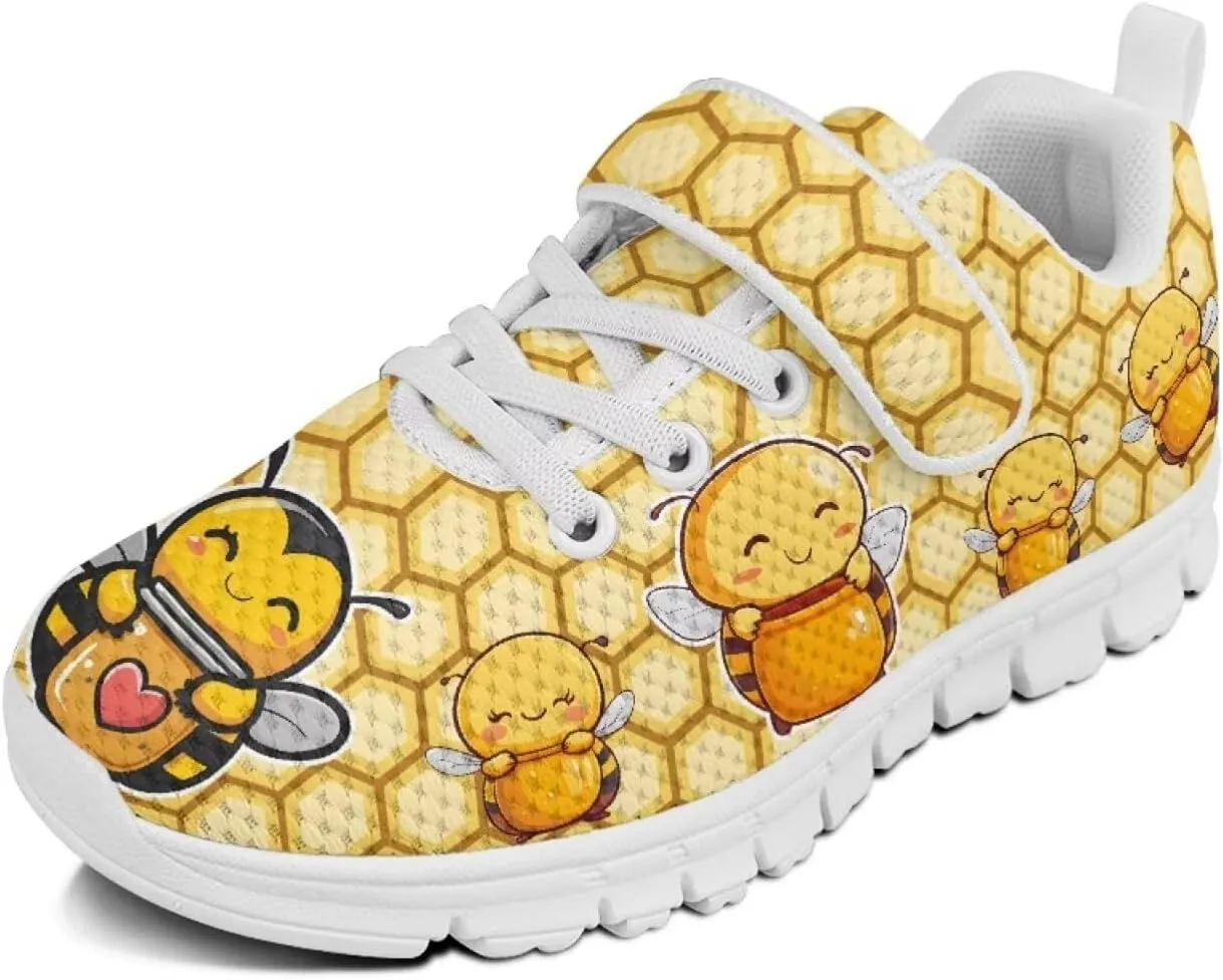 Kids Sneakers Cute Animals Print Sports Shoes for Girls Athletic Shoes Mesh Walking Shoes Non Slip Tennis Pop Shoes Single Buckle Sneakers