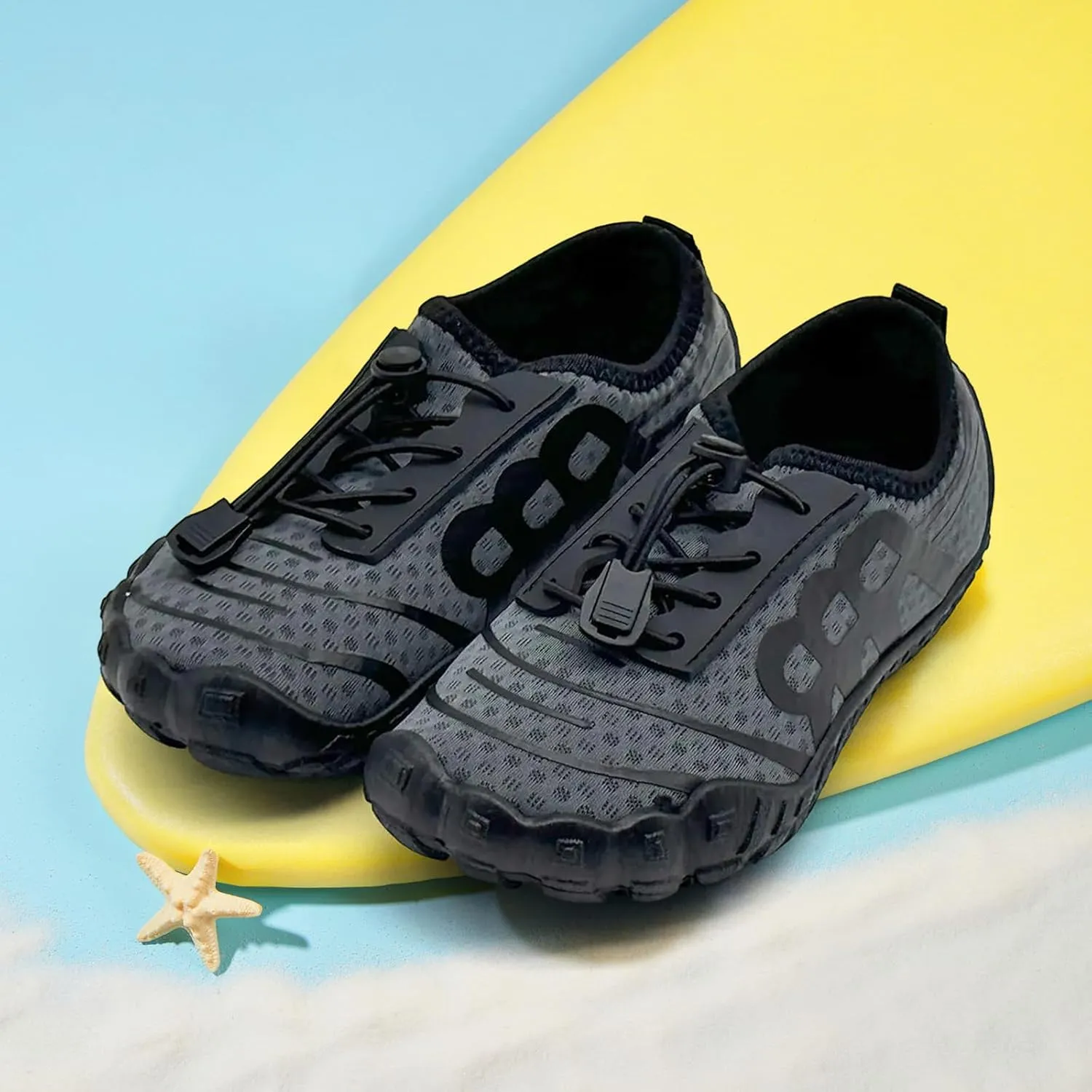 Kids Water Shoes Boys Girls Quick-Dry Beach Lightweight Toddler Barefoot Shoes Slip On Soft Walking Sneakers for Swim Beach Pool Black