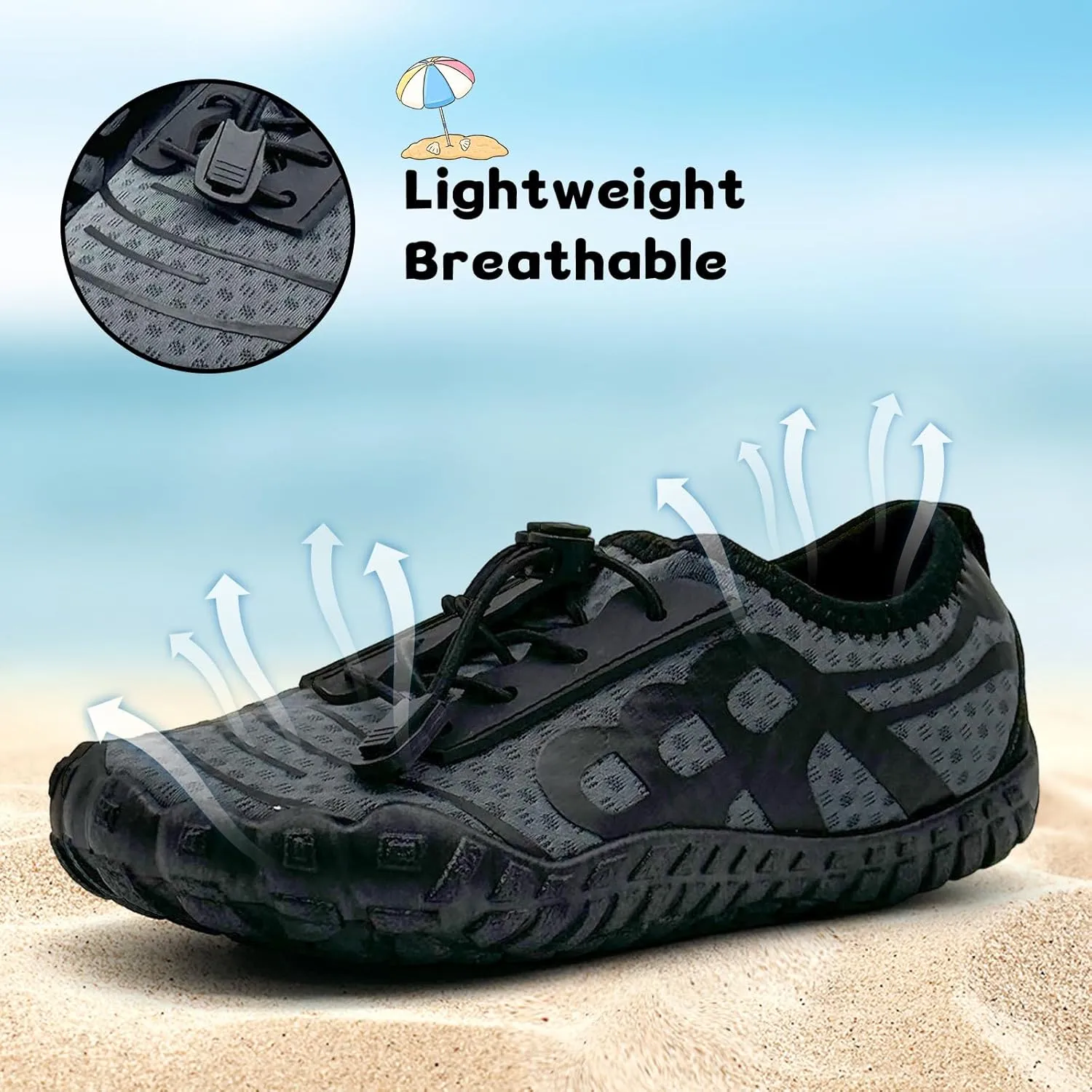 Kids Water Shoes Boys Girls Quick-Dry Beach Lightweight Toddler Barefoot Shoes Slip On Soft Walking Sneakers for Swim Beach Pool Black