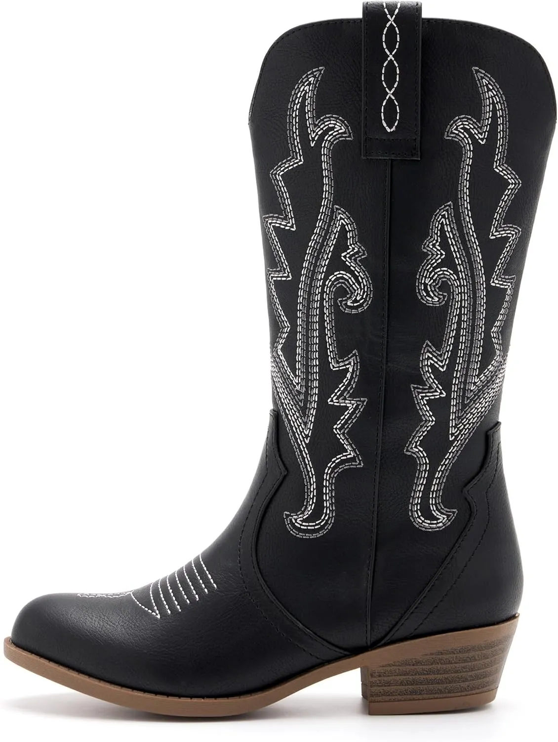 Kids Western Boots Embroidered Cowgirl Cowboy Boots Boys Girls Mid Calf Round Toe Riding Shoes Little Kid/Big Kid