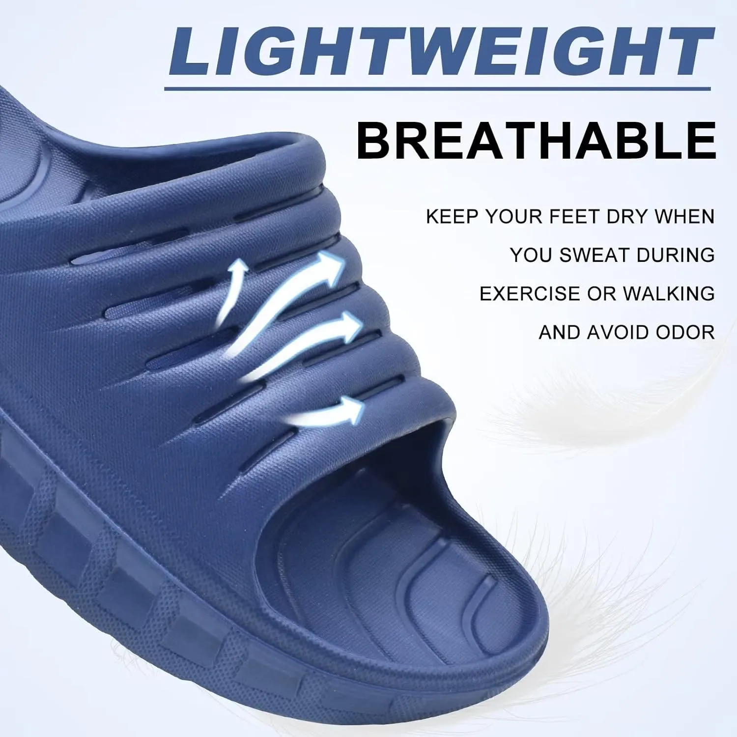 KuaiLu Mens Recovery Sandals Orthotic Thick Cushion Open Toe Sport Slides, Reduces Stress on Feet With Comfortable Plantar Fasciitis, Joints & Back Post-Exercise