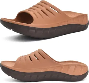 KuaiLu Mens Recovery Sandals Orthotic Thick Cushion Open Toe Sport Slides, Reduces Stress on Feet With Comfortable Plantar Fasciitis, Joints & Back Post-Exercise